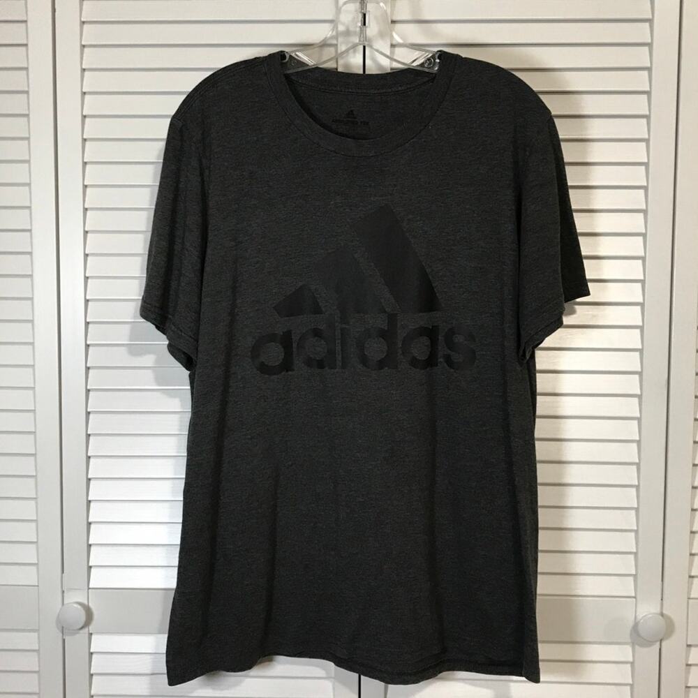 Adidas Amplifier Tees Black Charcoal Gray Black Logo T-shirt Men L